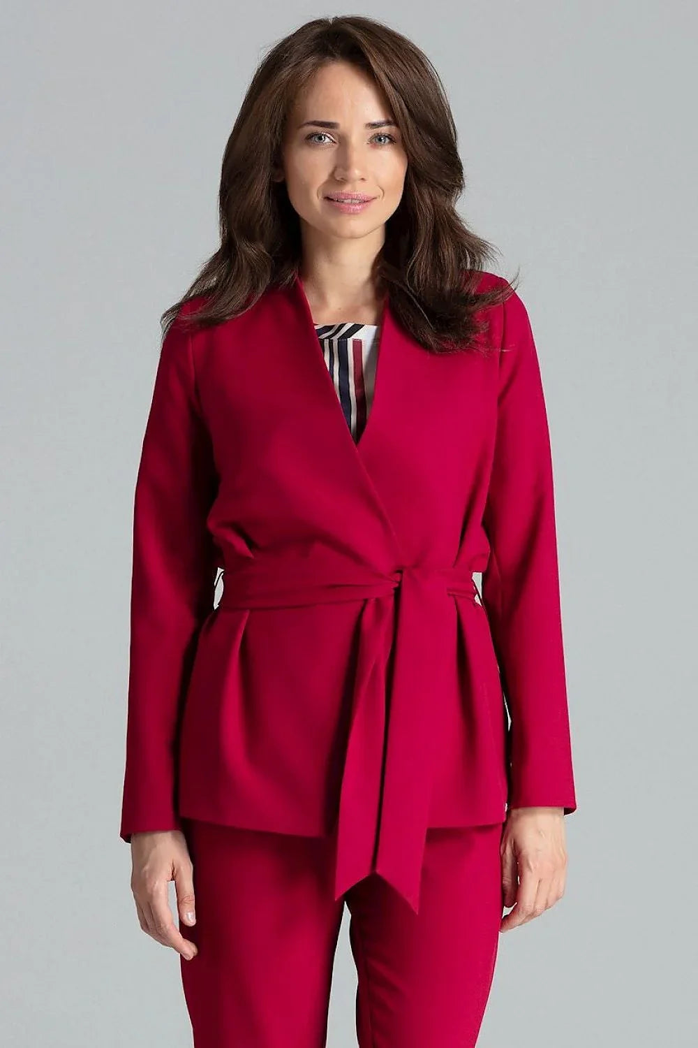 Women's Blazer - Belted Wrap Solid - Regular Fit Hip-Length - Red – Suit Jacket | GUOCALI