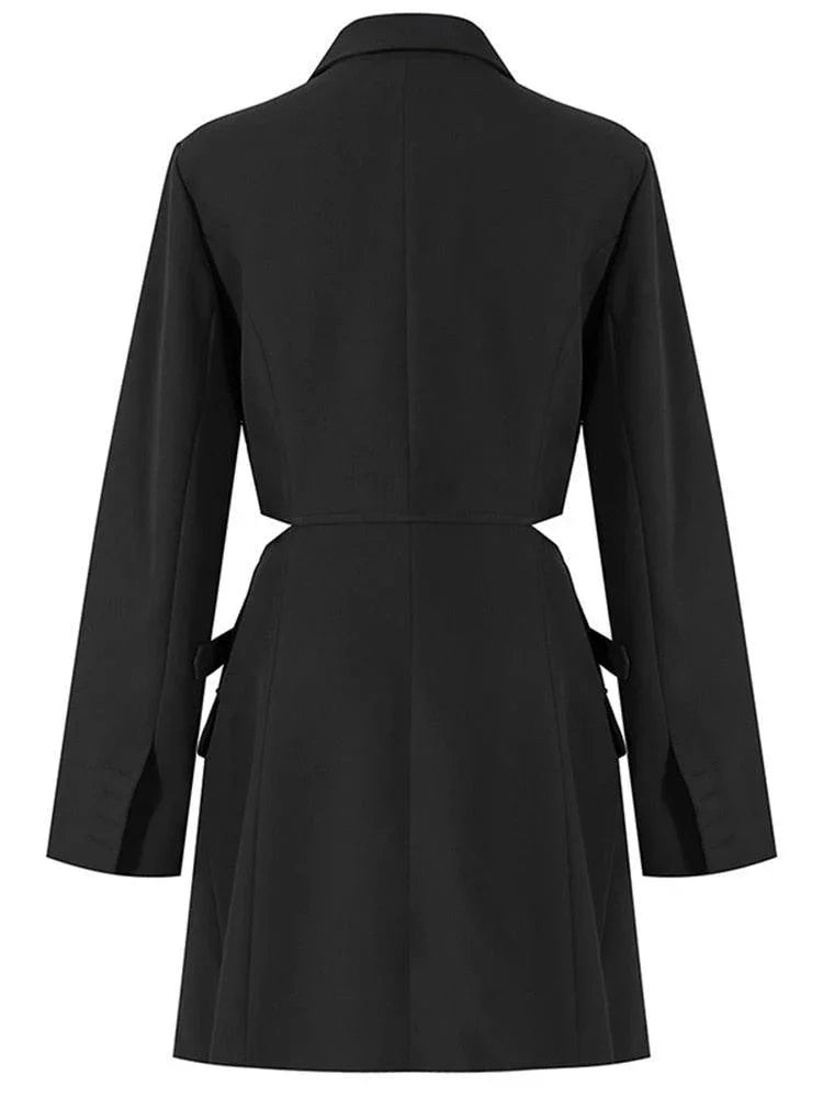 Women's Blazer - Belted Wrap Solid - Relaxed Fit Thigh-Length – Blazer | GUOCALI – view 5