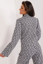 Women's Blazer - Double-Breasted Geometric - Regular Fit Hip-Length - Black – Suit Jacket | GUOCALI – view 3