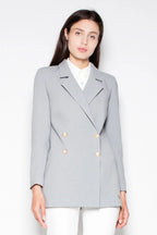 Women's Blazer - Double-Breasted Solid Lace - Slim Fit Hip-Length - Gray – Blazer | GUOCALI