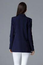 Women's Blazer - Double-Breasted Solid - Slim Fit Hip-Length - Navy – Suit Jacket | GUOCALI – view 2