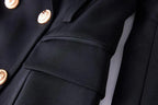 Women's Blazer - Double-Breasted Solid - Slim Fit Thigh-Length - White & Blue – Blazer | GUOCALI – view 7