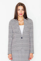 Women's Blazer - One-Button Geometric Modal - Regular Fit Hip-Length - Grey | Figl – Blazer | GUOCALI