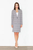 Women's Blazer - One-Button Geometric Modal - Regular Fit Hip-Length - Grey | Figl – Blazer | GUOCALI – view 2
