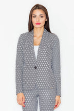Women's Blazer - One-Button Geometric Modal - Regular Fit Hip-Length - Grey | Figl – Blazer | GUOCALI