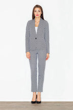 Women's Blazer - One-Button Geometric Modal - Regular Fit Hip-Length - Grey | Figl – Blazer | GUOCALI – view 2