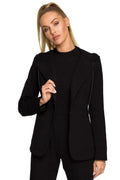 Women's Blazer - One-Button Solid Cotton - Regular Fit Hip-Length - Black – Suit Jacket | GUOCALI