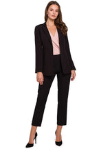 Women's Blazer - One-Button Solid Lace - Slim Fit Hip-Length - Black – Suit Jacket | GUOCALI – view 2