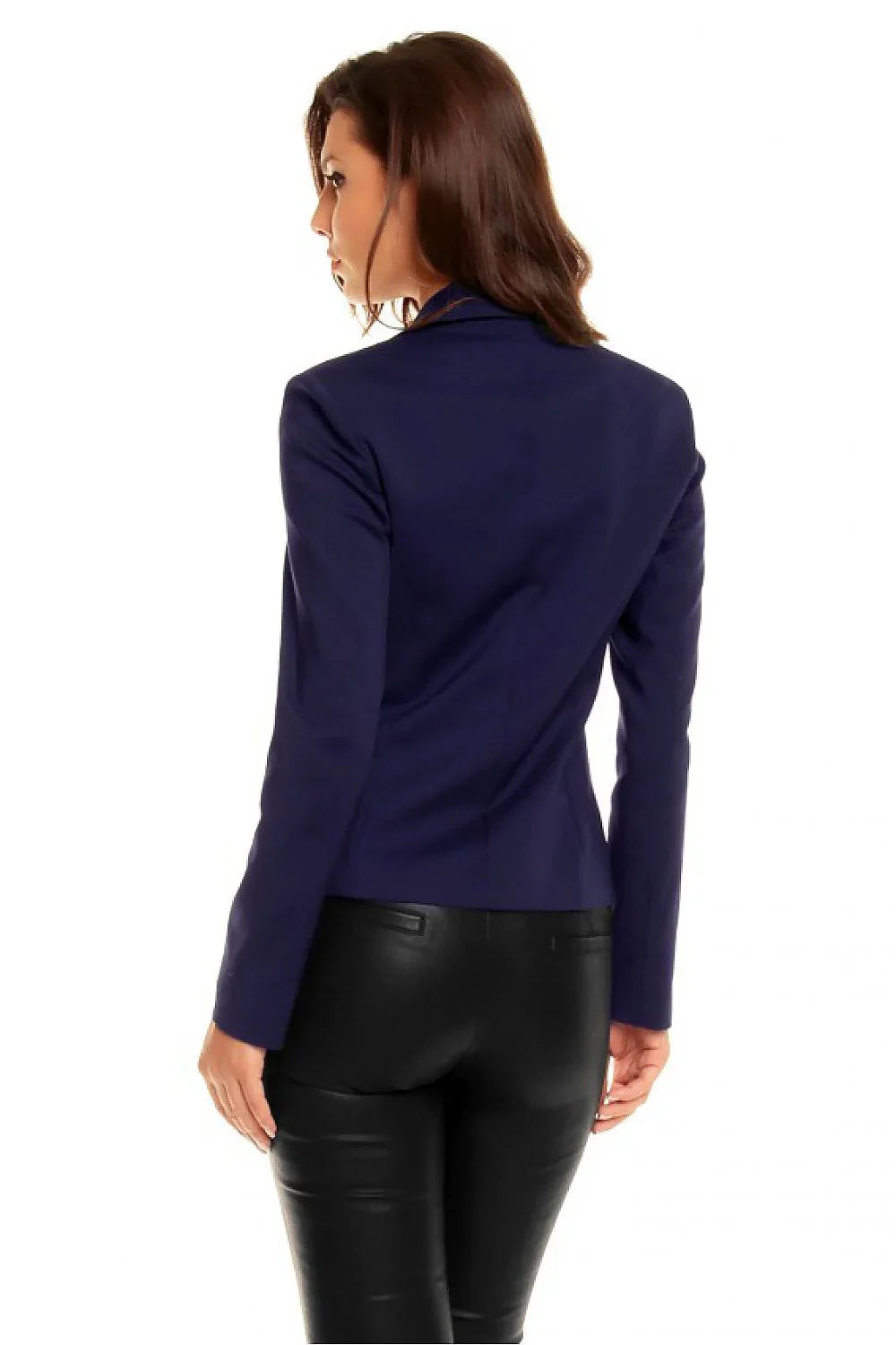 Women's Blazer - One-Button Solid Linen-Cotton - Slim Fit Cropped - Blue | Cabba – Blazer | GUOCALI – view 3