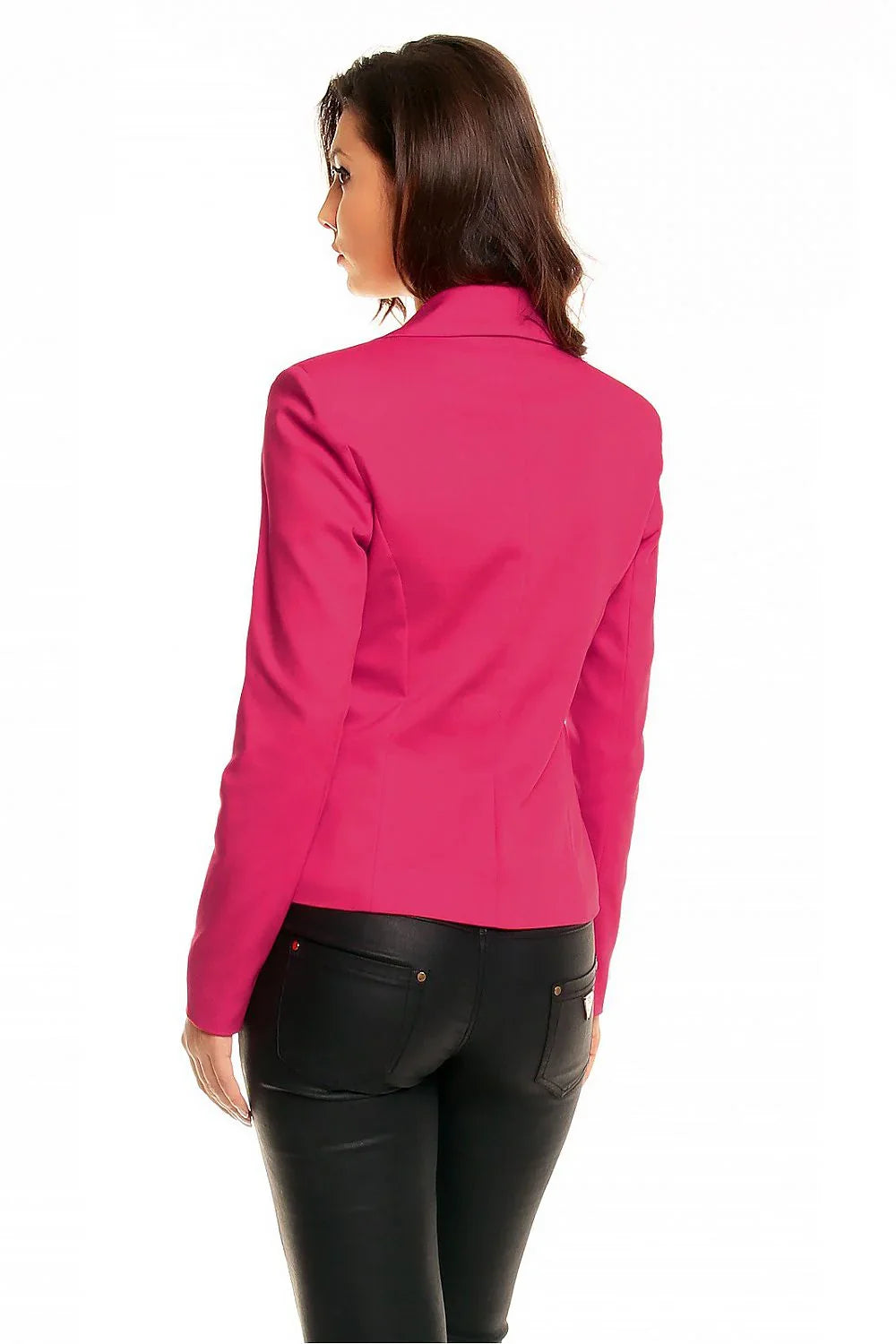 Women's Blazer - One-Button Solid Linen-Cotton - Slim Fit Cropped - Pink – Blazer | GUOCALI – view 3