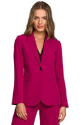 Women's Blazer - One-Button Solid Linen - Regular Fit Hip-Length - Violet – Blazer | GUOCALI