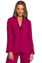 Women's Blazer - One-Button Solid Linen - Regular Fit Hip-Length - Violet – Blazer | GUOCALI