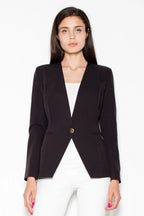 Women's Blazer - One-Button Solid Modal - Slim Fit Cropped - Black – Blazer | GUOCALI