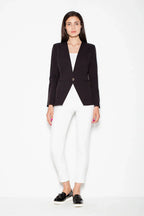 Women's Blazer - One-Button Solid Modal - Slim Fit Cropped - Black – Blazer | GUOCALI – view 2
