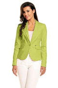 Women's Blazer - One-Button Solid Stretch Cotton - Slim Fit Cropped - Green – Blazer | GUOCALI