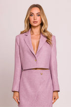 Women's Blazer - One-Button Solid Stretch Modal - Regular Fit Cropped - Pink | Moe – Suit Jacket | GUOCALI