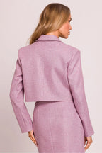 Women's Blazer - One-Button Solid Stretch Modal - Regular Fit Cropped - Pink | Moe – Suit Jacket | GUOCALI – view 3