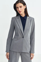 Women's Blazer - One-Button Solid Stretch Satin - Slim Fit Hip-Length - Gray – Suit Jacket | GUOCALI