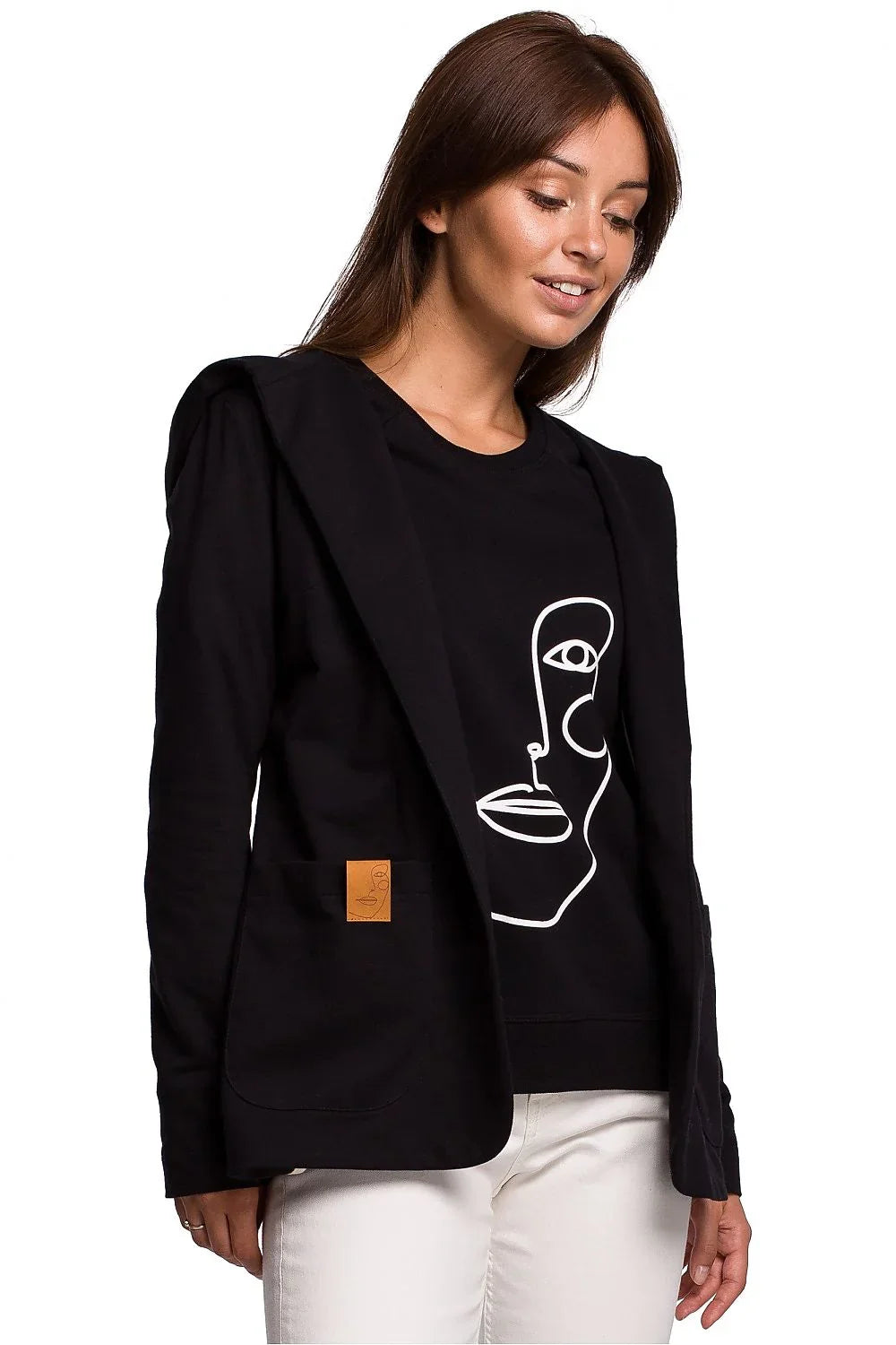 Women's Blazer - Open-Front Solid Cotton - Regular Fit Hip-Length - Black – Blazer | GUOCALI