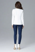 Women's Blazer - Open-Front Solid Lace - Slim Fit Hip-Length - Beige – Blazer | GUOCALI – view 3