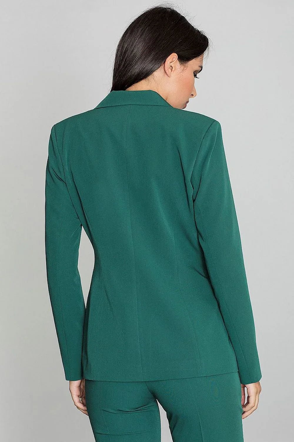 Women's Blazer - Single-Breasted Solid - Regular Fit Hip-Length - Green – Blazer | GUOCALI – view 3