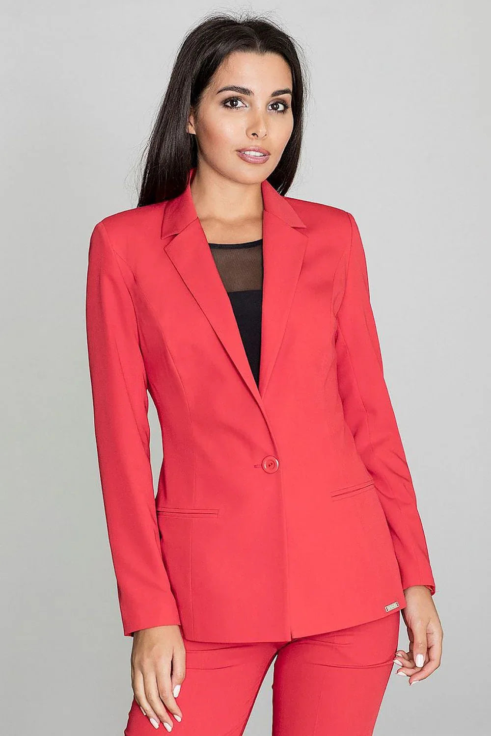 Women's Blazer - Single-Breasted Solid Wool - Regular Fit Longline - Red – Suit Jacket | GUOCALI