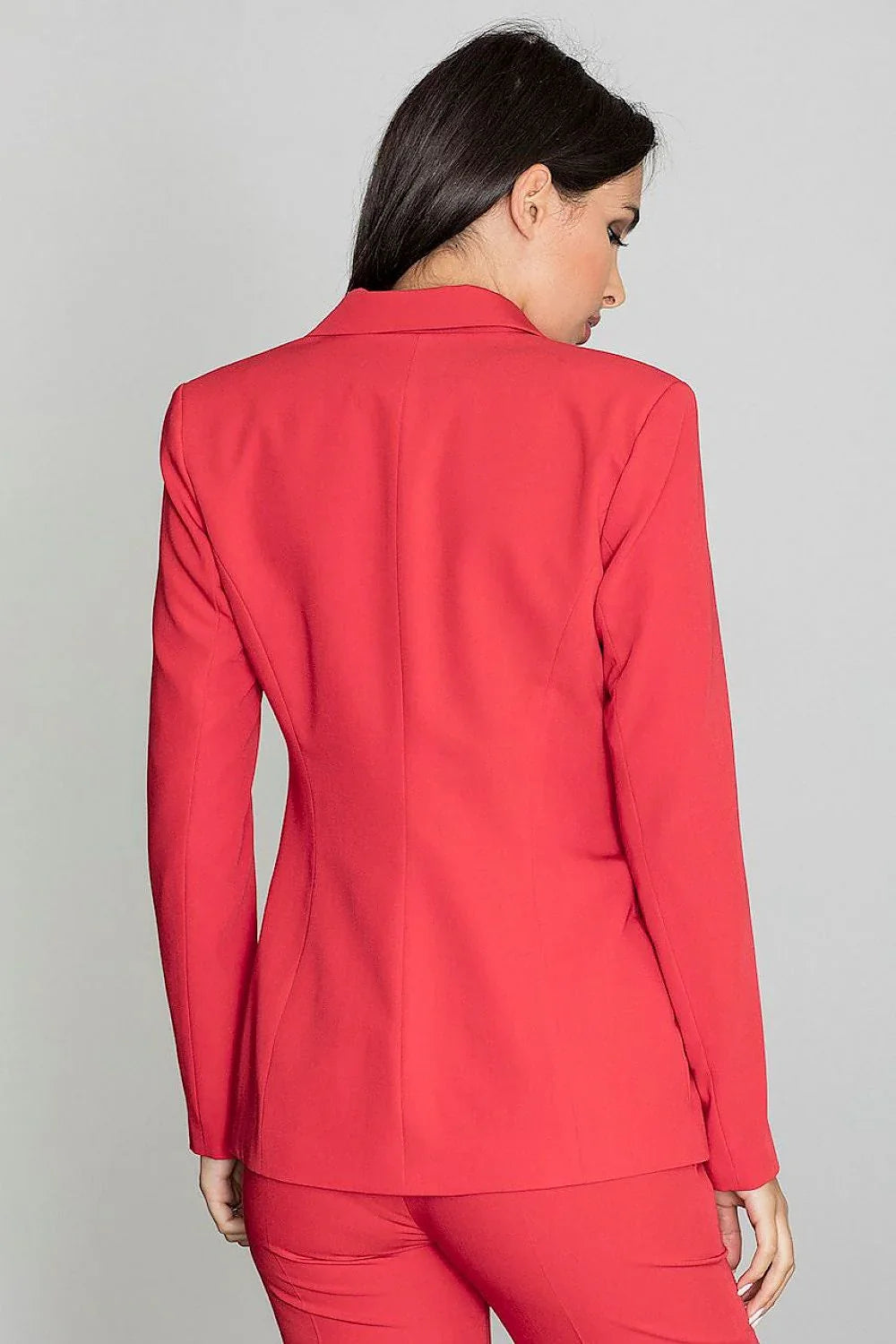 Women's Blazer - Single-Breasted Solid Wool - Regular Fit Longline - Red – Suit Jacket | GUOCALI – view 2
