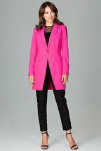Women's Blazer - Single-Breasted Solid Wool - Regular Fit Thigh-Length - Pink – Blazer | GUOCALI