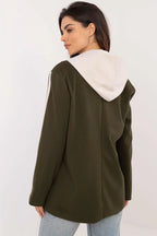 Women's Blazer - Single-Breasted Striped - Regular Fit Hip-Length - Green – Blazer | GUOCALI – view 3
