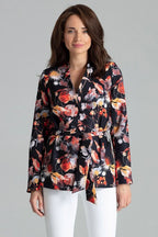 Women's Blazer - Tie-Waist Wrap Floral Lace - Slim Fit Hip-Length - Black – Blazer | GUOCALI