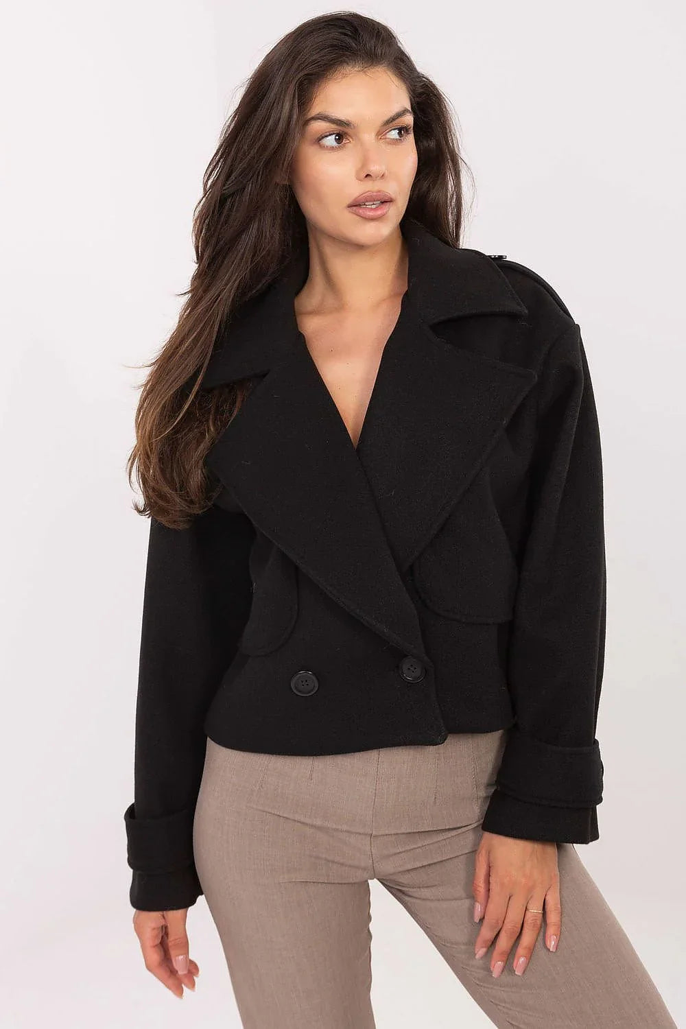 Women's Cropped Coat - With Lining Chic, Elegant, Casual - Guocali