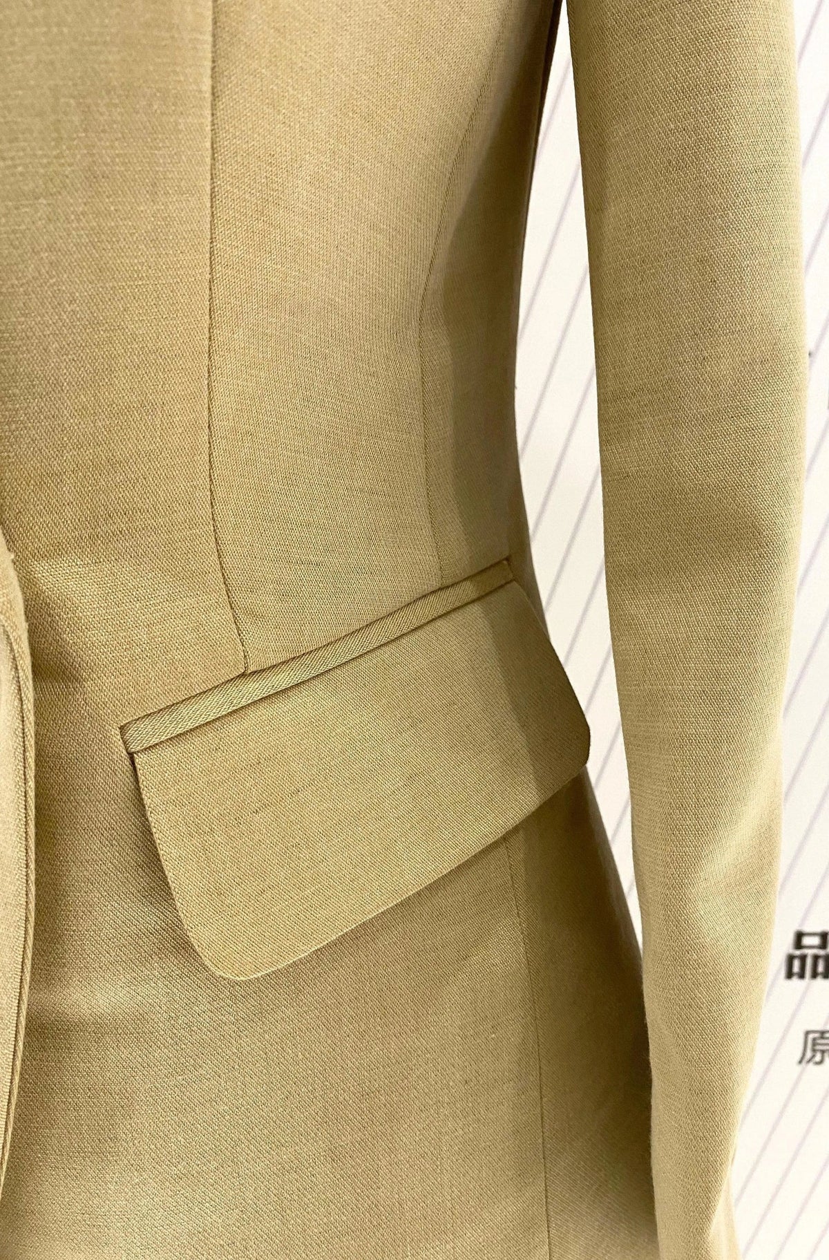 Women's Double-Breasted Notch Lapel Pantsuit – Khaki – Pant Suit | GUOCALI – view 3