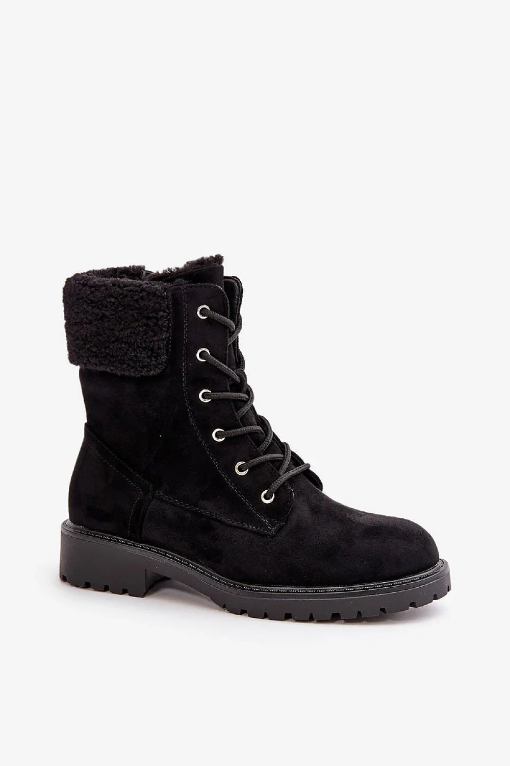 Women's Fur-Trim Suede Ankle Boots – Black – Ankle Boots | GUOCALI – view 2