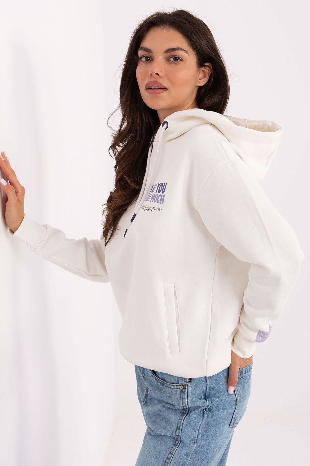 Women's hoodie white large back print view