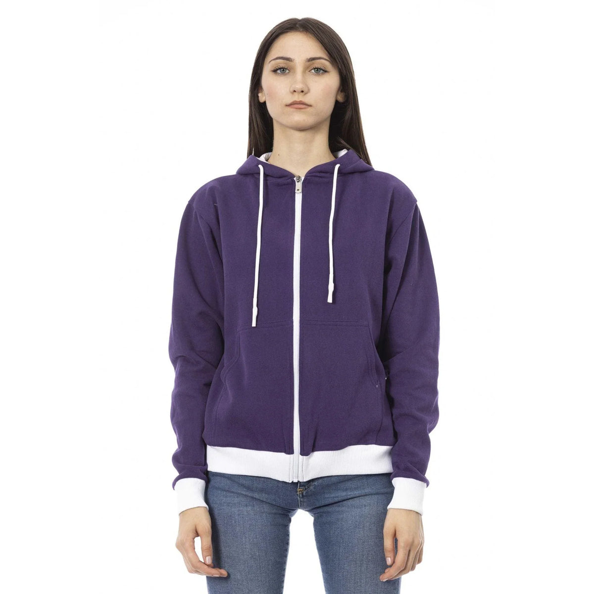 Women's hoodie Baldinini Trend Full-Zip Logo Cotton Violet – main view
