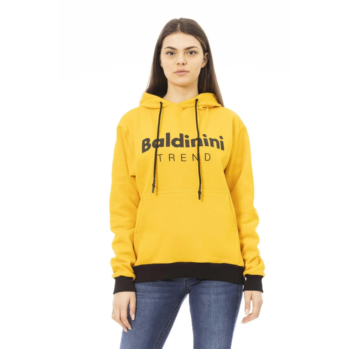 Women's hoodie Baldinini Trend Logo Kangaroo Pocket Yellow – main view