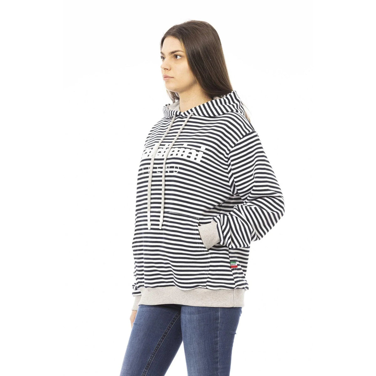 Women's hoodie Baldinini Trend Striped Logo Black White – view 2