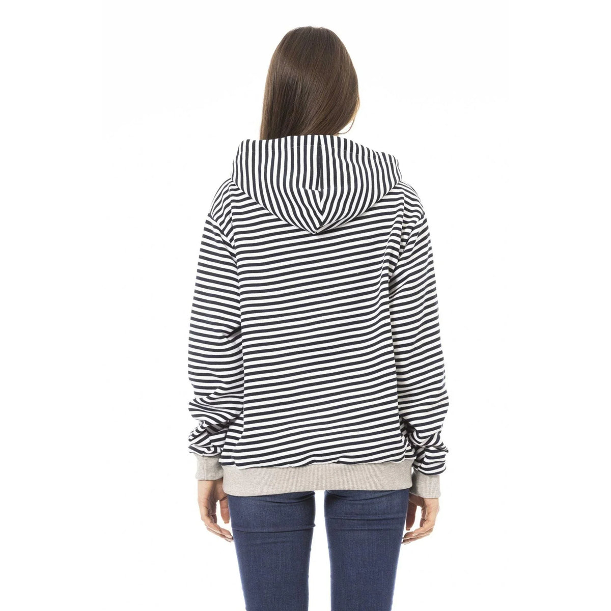 Women's hoodie Baldinini Trend Striped Logo Black White – view 3
