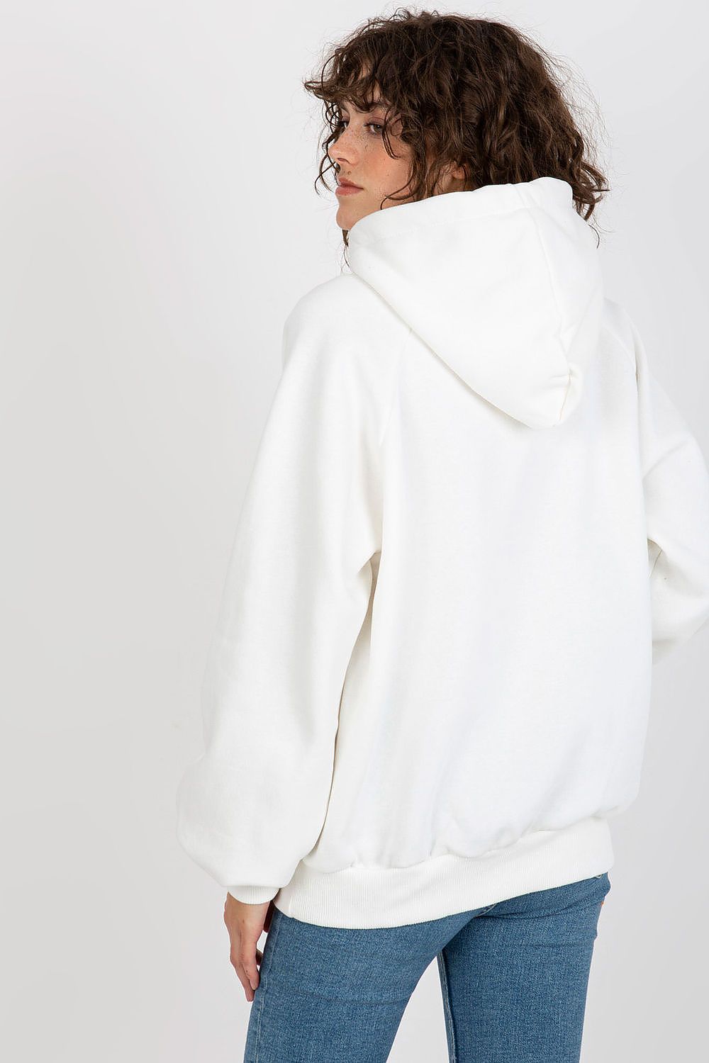 Women's hoodie beige graphic regular fit cotton blend