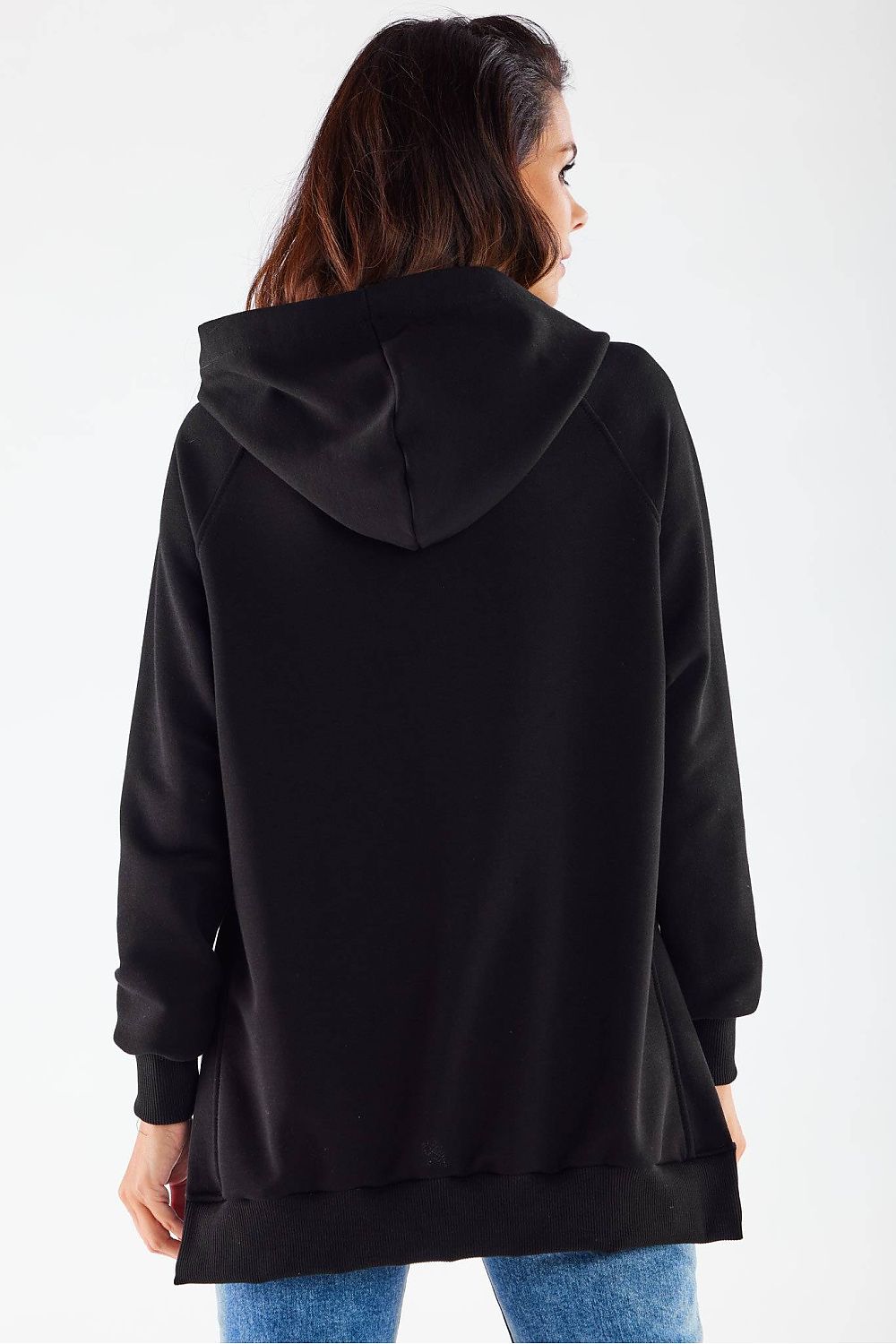 Women's hoodie black pullover kangaroo pocket cotton blend
