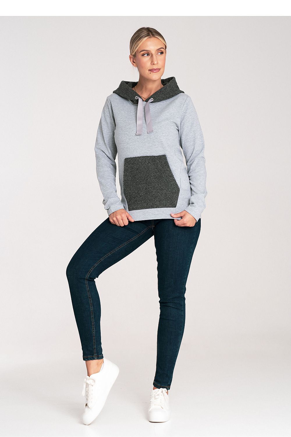 Women's Hoodie Color Block Kangaroo Pocket Cotton – Hoodie | GUOCALI – view 2