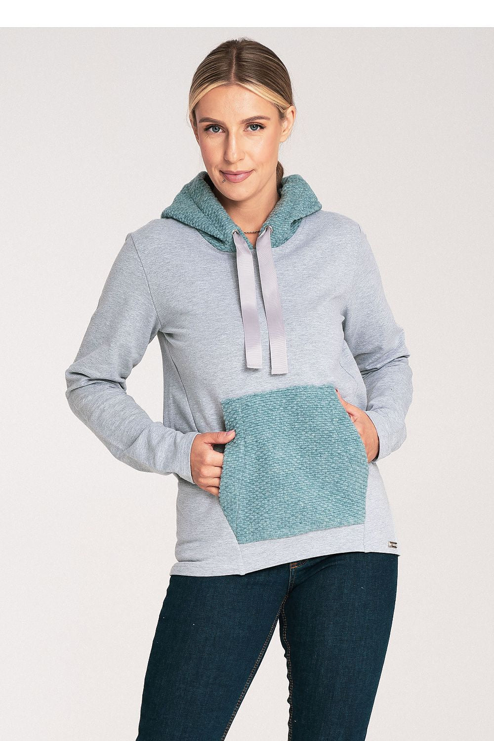 Women's Hoodie Color Block Kangaroo Pocket Cotton – Hoodie | GUOCALI – view 4