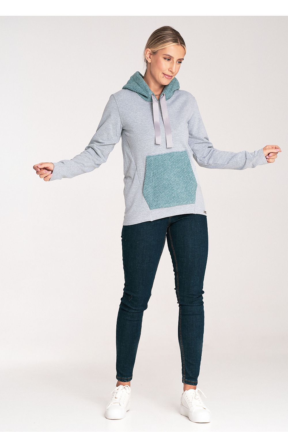 Women's Hoodie Color Block Kangaroo Pocket Cotton – Hoodie | GUOCALI – view 5