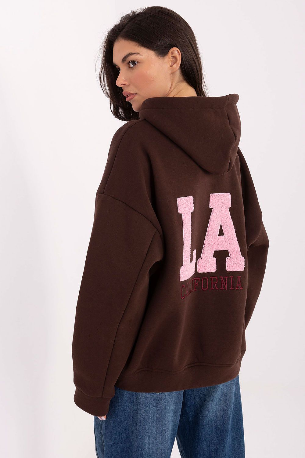Women's hoodie brown loose fit casual look