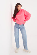 Women's hoodie pink kangaroo pocket side view