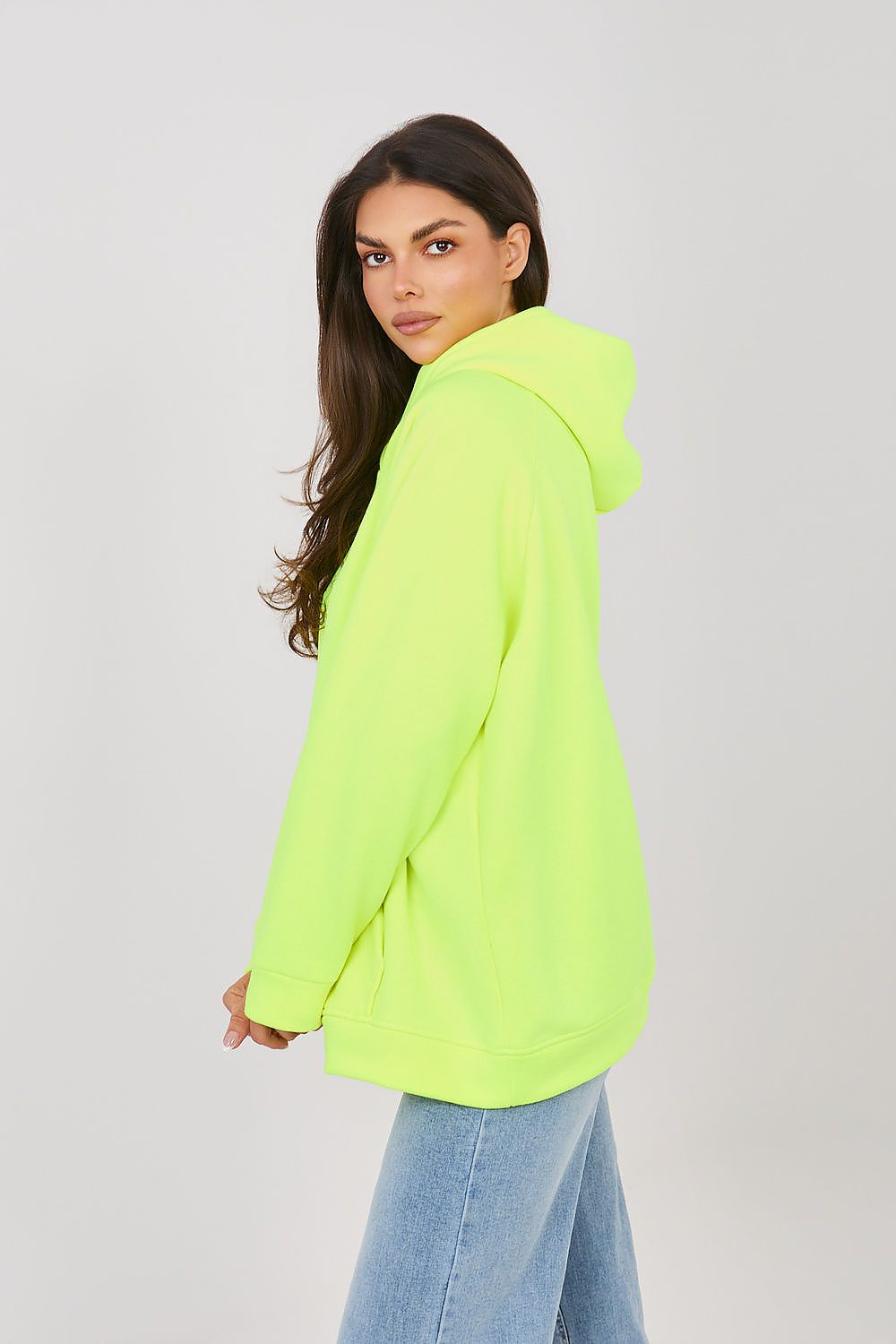 Women's hoodie yellow embroidered lettering front view