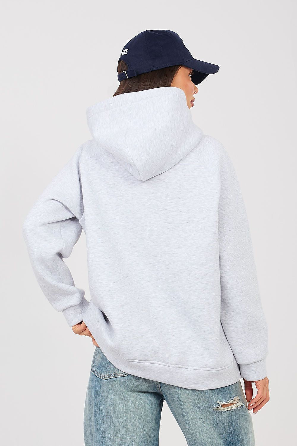 Women's hoodie grey pullover casual view