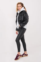 Women's hoodie grey with hood alternate view