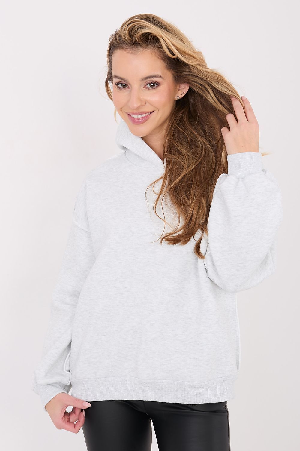 Women's hoodie grey sporty styled view