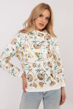 Women's hoodie beige floral print front view